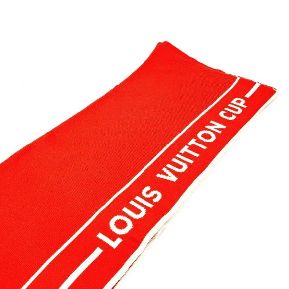 AUTHENTIC LOUIS VUITTON LV cup Louis Vuitton cup Scarf cotton / Cashmere Orange - Picture 3 of 7